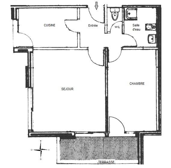 Plan d'un appartement 2 pièces à acheter ches ISTA SUD immobilier