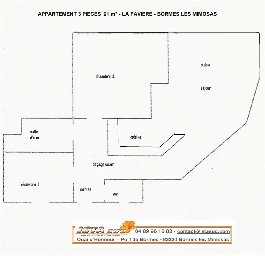 ESTIMATION APPARTEMENT 3 PIECES 61m² - LA FAVIERE - BORMES LES MIMOSAS