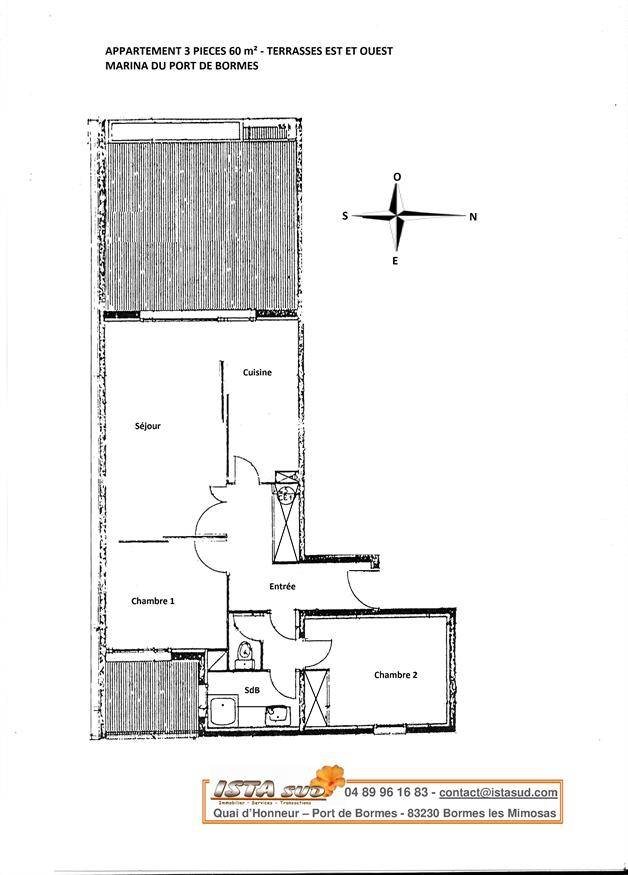 ESTIMATION APPARTEMENT TRAVERSANT 3 PIECES 60 m² MARINA DU PORT DE BORMES.