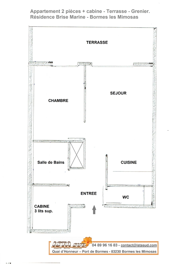 ESTIMEZ VOTRE APPARTEMENT T2 + CABINE 32m² - TERRASSE 10m² - LA FAVIERE - BORMES LES MIMOSAS.